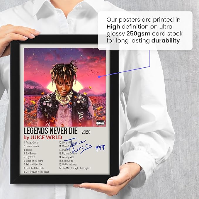 Juice WRLD Legends Never Die Signed Poster Print- Limited Edition Autograph Fan Gift – Collectible Memorabilia Merchandise