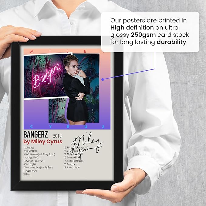 Miley Cyrus Bangers Album Cover Signed Poster Print- Limited Edition Autograph Fan Gift – Collectible Memorabilia Merchandise