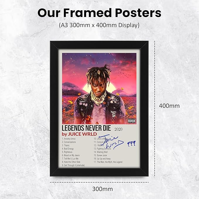 Juice WRLD Legends Never Die Signed Poster Print- Limited Edition Autograph Fan Gift – Collectible Memorabilia Merchandise