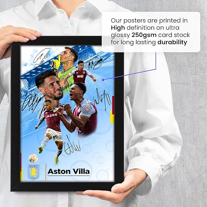 Aston Villa Football Club 2024-25 Stars Merchandise Signed Poster Print- Limited Edition Autograph Football Fan Gift – Collectible Memorabilia, Premier League Season