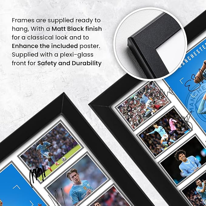 Manchester City FC 2024-25 Team Merchandise Signed Poster Print- Limited Edition Autograph Football Fan Gift – Collectible Memorabilia, Premier League Season