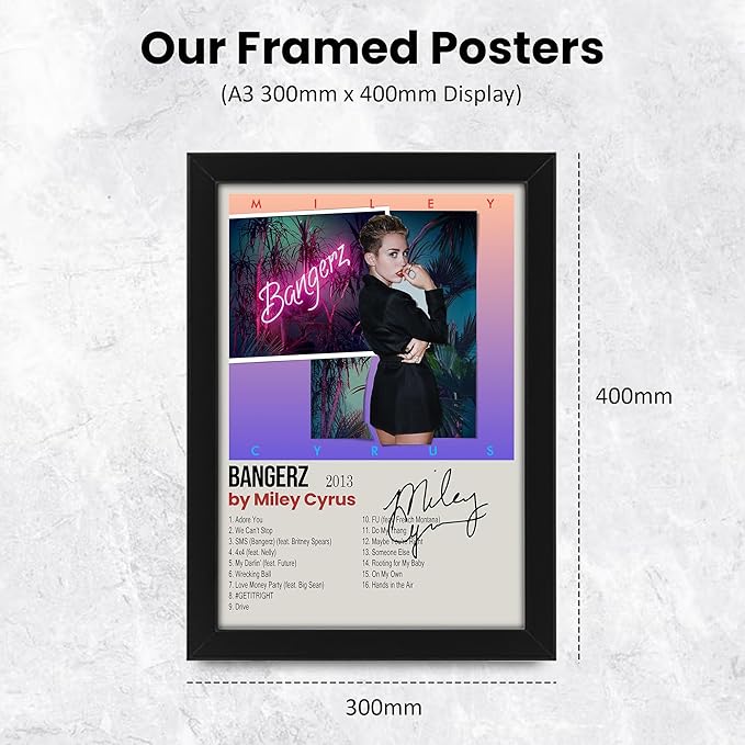 Miley Cyrus Bangers Album Cover Signed Poster Print- Limited Edition Autograph Fan Gift – Collectible Memorabilia Merchandise