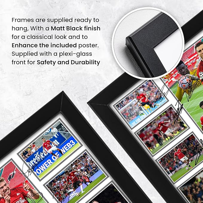 Manchester United FC 2024-25 Team Merchandise Signed Poster Print- Limited Edition Autograph Football Fan Gift – Collectible Memorabilia, Premier League Season