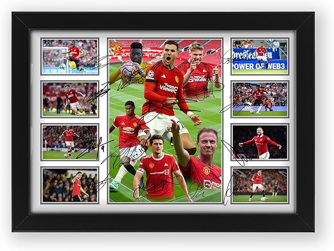 Manchester United FC 2024-25 Team Merchandise Signed Poster Print- Limited Edition Autograph Football Fan Gift – Collectible Memorabilia, Premier League Season