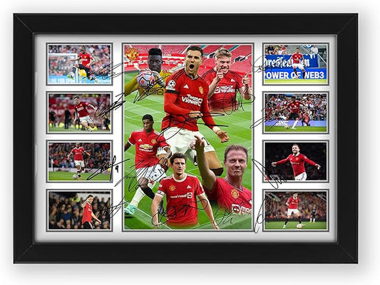 Manchester United FC 2024-25 Team Merchandise Signed Poster Print- Limited Edition Autograph Football Fan Gift – Collectible Memorabilia, Premier League Season