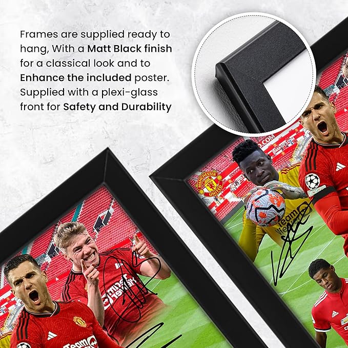 Manchester United Football Club 2024-25 Stars Merchandise Signed Poster Print- Limited Edition Autograph Football Fan Gift – Collectible Memorabilia, Man UTD FC Signed Merch