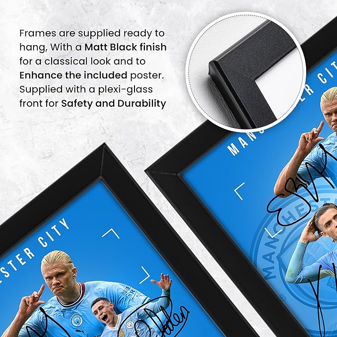 Manchester City Football Club 2024-25 Stars Merch Signed Poster Print- Limited Edition Autograph Football Fan Gift – Collectible Memorabilia, Man City FC Premier League
