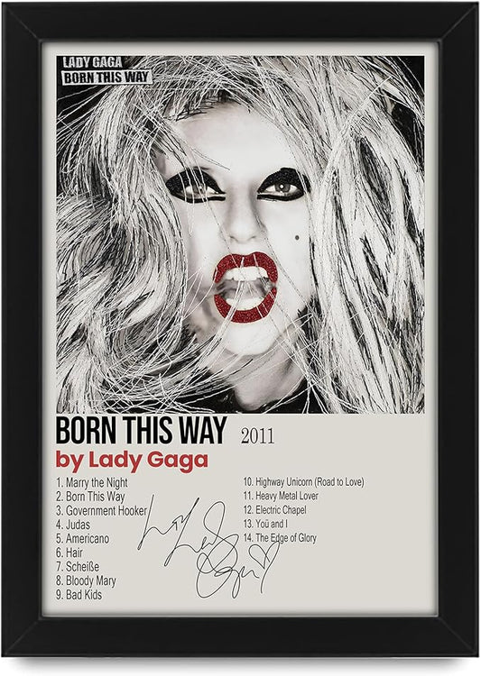 Lady Gaga Born This Way Album Cover Signed Poster Print- Limited Edition Autograph Fan Gift – Collectible Memorabilia Merchandise