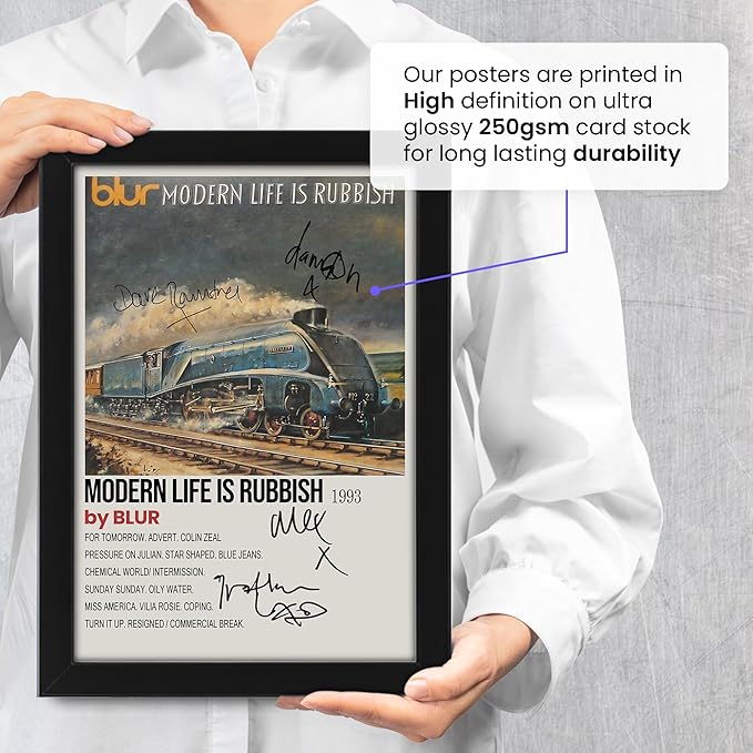 Modern Life Is Rubbish Studio Album by Blur Signed Poster – Limited Edition Autographed Collectible – Blur Fan Gift – Premium Music Memorabilia