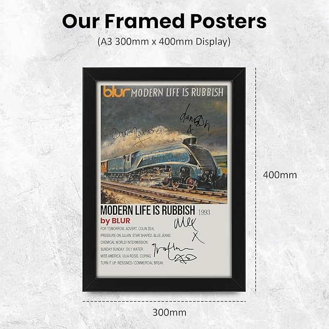 Modern Life Is Rubbish Studio Album by Blur Signed Poster – Limited Edition Autographed Collectible – Blur Fan Gift – Premium Music Memorabilia