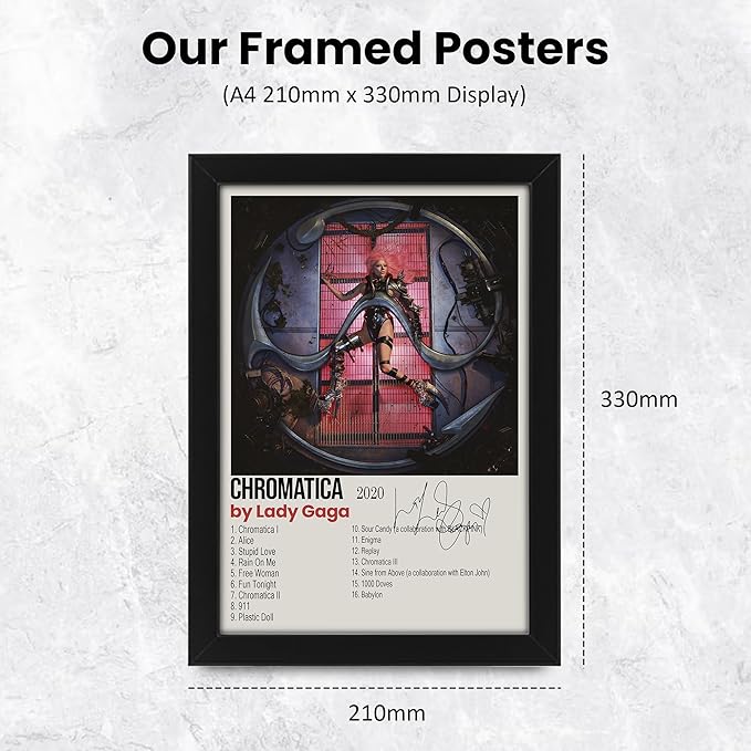 Lady Gaga Chromatica Album Cover Signed Poster Print- Limited Edition Autograph Fan Gift – Collectible Memorabilia Merchandise