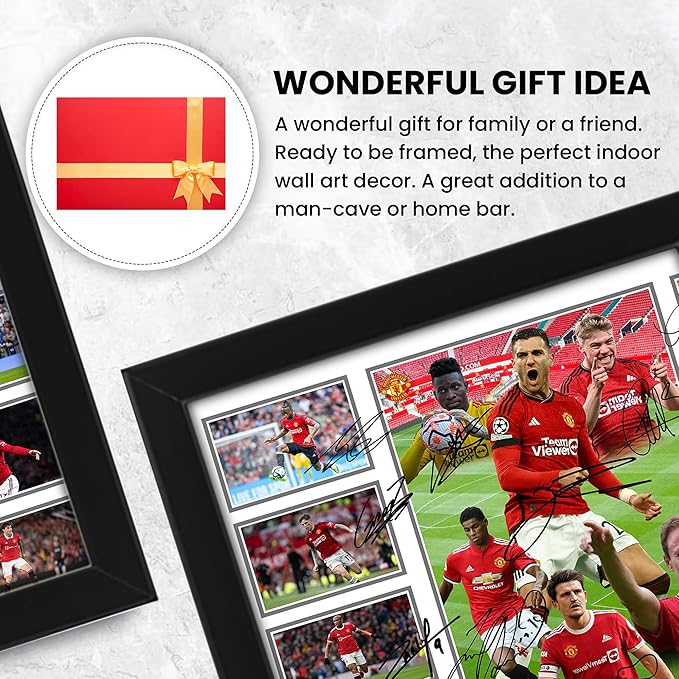Manchester United FC 2024-25 Team Merchandise Signed Poster Print- Limited Edition Autograph Football Fan Gift – Collectible Memorabilia, Premier League Season