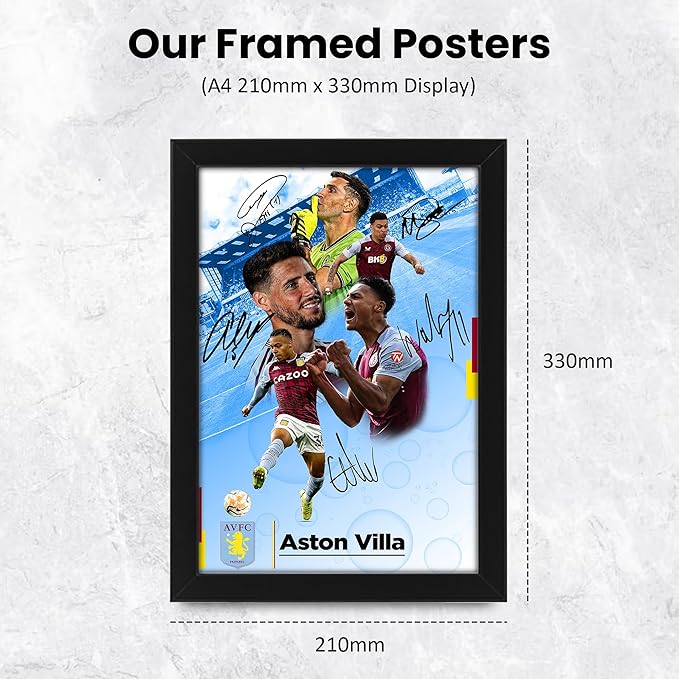 Aston Villa Football Club 2024-25 Stars Merchandise Signed Poster Print- Limited Edition Autograph Football Fan Gift – Collectible Memorabilia, Premier League Season