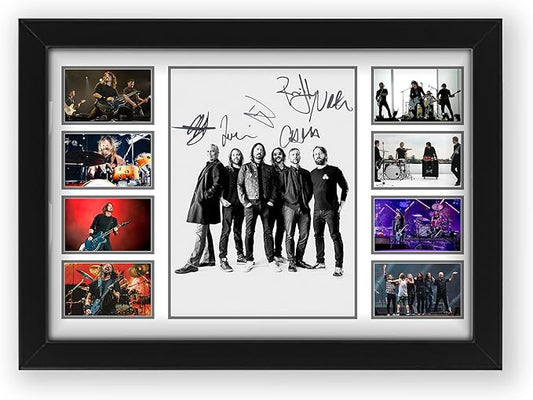 Foo Fighters Signed Poster Print- Limited Edition Autograph Fan Gift – Collectible Memorabilia (Dave Grohl, Taylor Hawkins, Pat Smear, Nate Mendel, Chris Shiflett, Rami Jaffee)