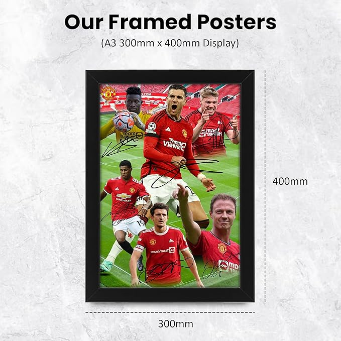 Manchester United Football Club 2024-25 Stars Merchandise Signed Poster Print- Limited Edition Autograph Football Fan Gift – Collectible Memorabilia, Man UTD FC Signed Merch