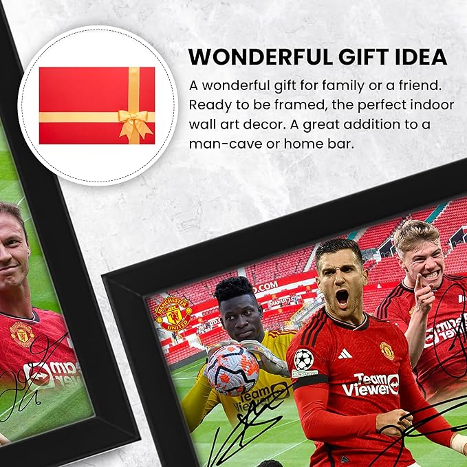 Manchester United Football Club 2024-25 Stars Merchandise Signed Poster Print- Limited Edition Autograph Football Fan Gift – Collectible Memorabilia, Man UTD FC Signed Merch