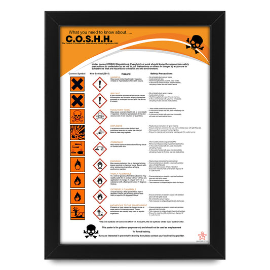 Safety Sign - GHS COSHH Health Hazard Symbol | Hazardous Substances Warning Poster | Workplace & Laboratory Safety Signage