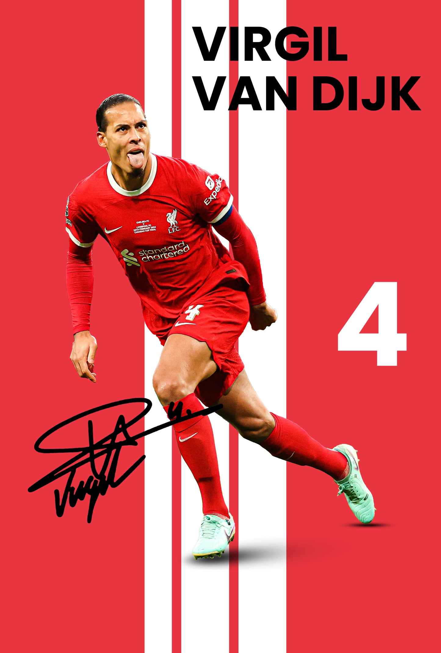 Virgil van Dijk Signed Poster Print - Limited Edition Autograph - Liverpool FC Memorabilia - Collectible Gift for Fans