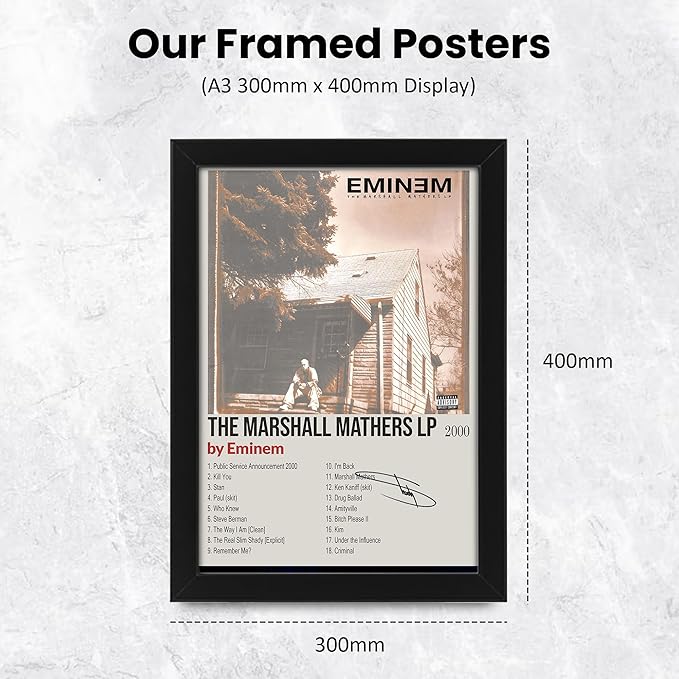 Eminem The Marshall Mathers LP Signed Poster Print- Limited Edition Autograph Fan Gift – Collectible Memorabilia Merchandise