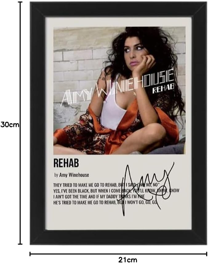 Amy Winehouse Signed Rehab Album Cover Poster - Autographed Print Display, Fan Merchandise Gift, Limited Edition Music Collectible