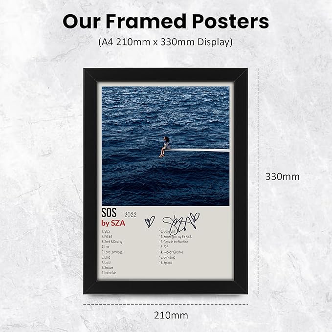 SZA SOS Album Cover Signed Poster Print- Limited Edition Autograph Fan Gift – Collectible Memorabilia Merchandise