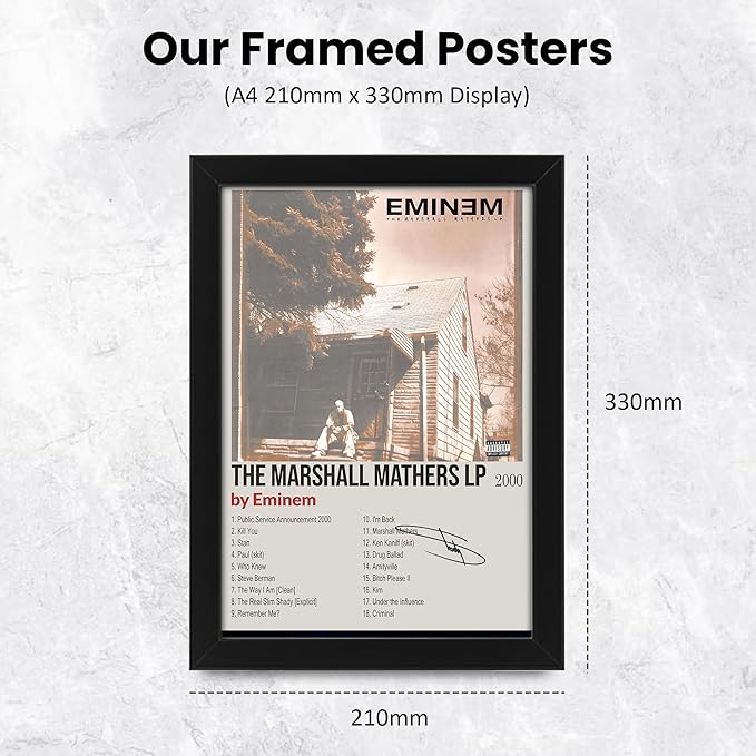 Eminem The Marshall Mathers LP Signed Poster Print- Limited Edition Autograph Fan Gift – Collectible Memorabilia Merchandise