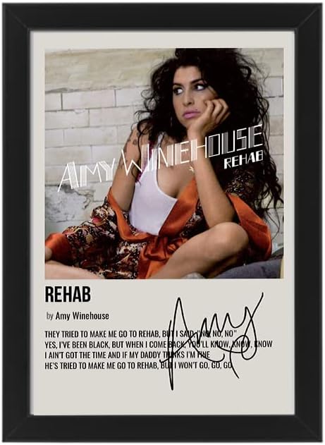 Amy Winehouse Signed Rehab Album Cover Poster - Autographed Print Display, Fan Merchandise Gift, Limited Edition Music Collectible