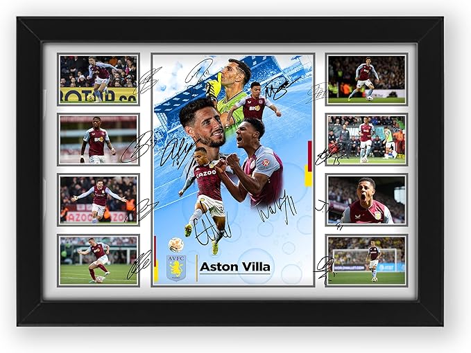 Aston Villa FC 2024-25 Team Merchandise Signed Poster Print- Limited Edition Autograph Football Fan Gift – Collectible Memorabilia, Premier League Season
