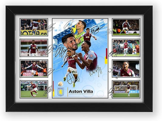 Aston Villa FC 2024-25 Team Merchandise Signed Poster Print- Limited Edition Autograph Football Fan Gift – Collectible Memorabilia, Premier League Season