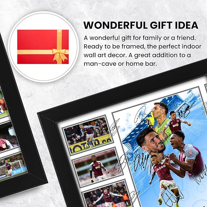 Aston Villa FC 2024-25 Team Merchandise Signed Poster Print- Limited Edition Autograph Football Fan Gift – Collectible Memorabilia, Premier League Season