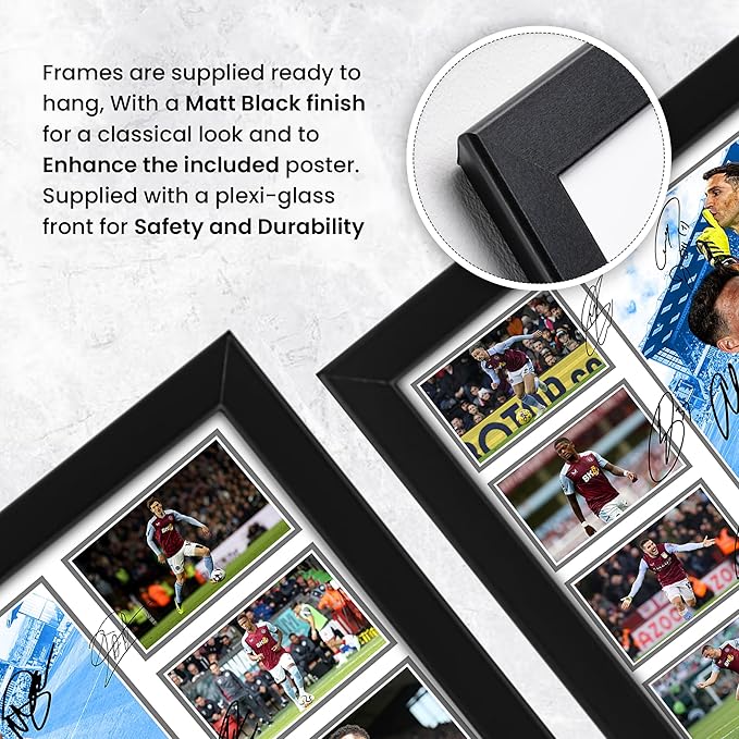 Aston Villa FC 2024-25 Team Merchandise Signed Poster Print- Limited Edition Autograph Football Fan Gift – Collectible Memorabilia, Premier League Season