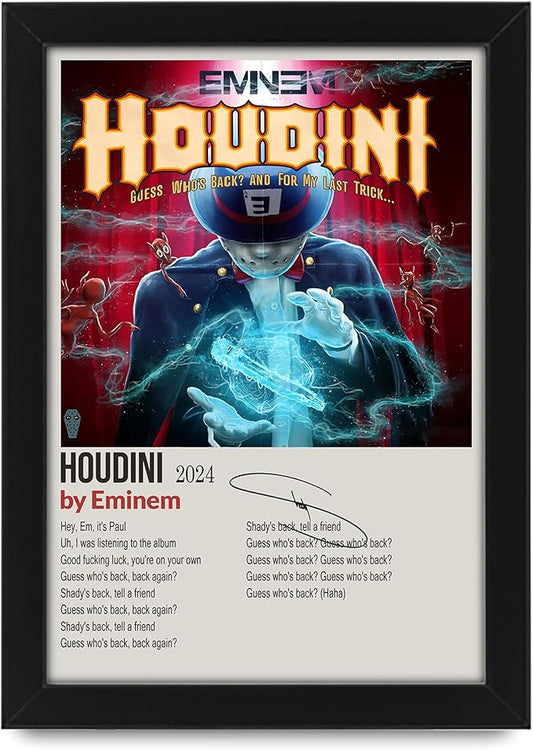 Eminem Houdini Album Signed Poster Print - Limited Edition Autograph Fan Gift - Collectible Music Memorabilia Merchandise - Wall Art Decor for Fans