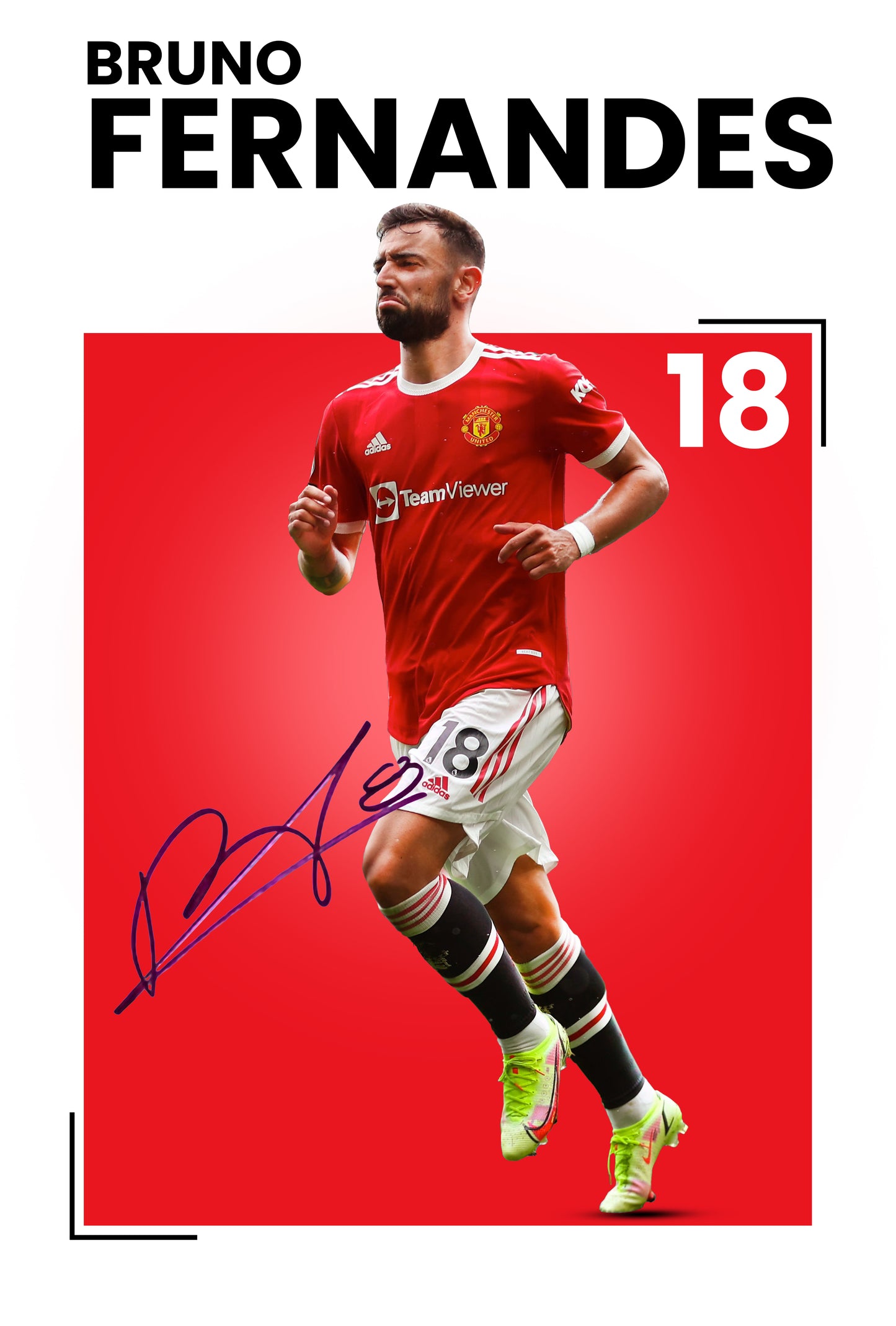 Bruno Fernandes Signed Poster Print - Limited Edition Autograph Fan Gift - Collectible Football Memorabilia - Manchester United FC