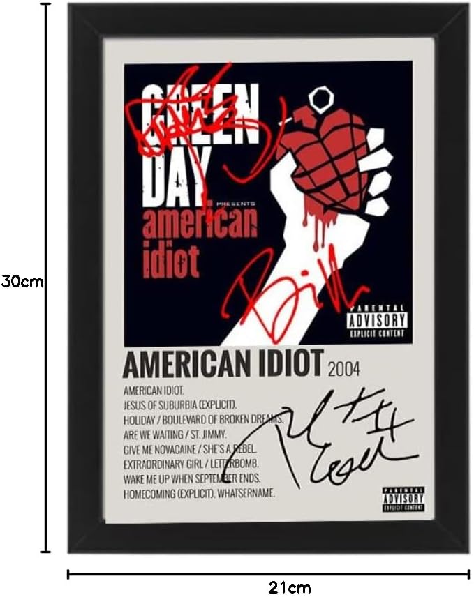 American Idiot by Green Day Album Song Cover Signed Poster - Autographed Print Display, Fan Merchandise Gift