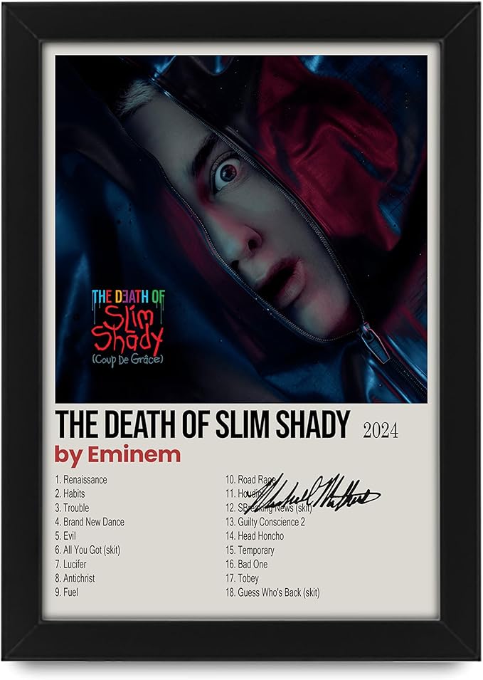 Eminem Death Of Slim Shady Signed Poster Print- Limited Edition Autograph Fan Gift – Collectible Memorabilia Merchandise