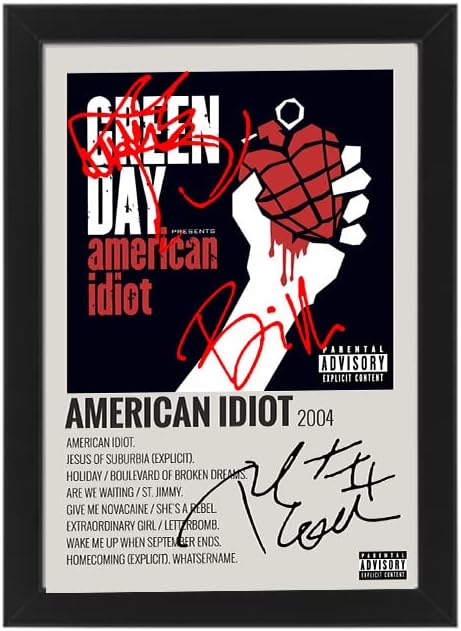 American Idiot by Green Day Album Song Cover Signed Poster - Autographed Print Display, Fan Merchandise Gift