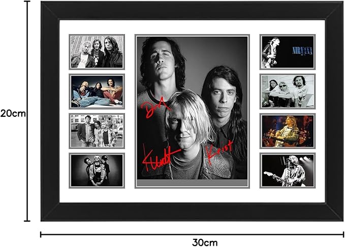 AllStarMedia Nirvana Collage Autographed Poster Print - Limited Edition Poster, Home and Office Decore, Wall Art, Git for Fans, Band Members Signed