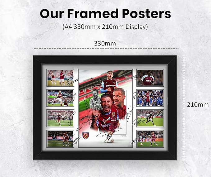 West Ham United Football Club 2024-25 Team Merchandise Signed Poster Print- Limited Edition Autograph Football Fan Gift – Collectible Memorabilia, Premier League Season