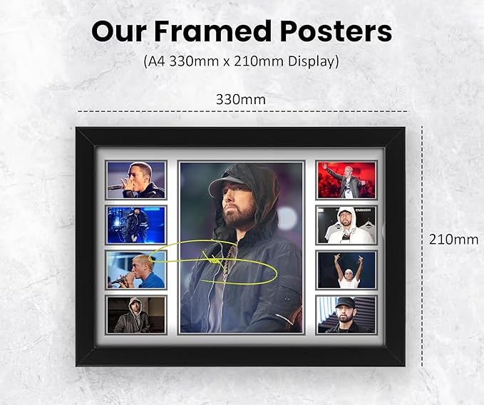 Eminem Autograph Poster Print - Limited Edition Collage Of The Music Legend - Signed Collector Merchandise For Fans And Rap Music Lovers