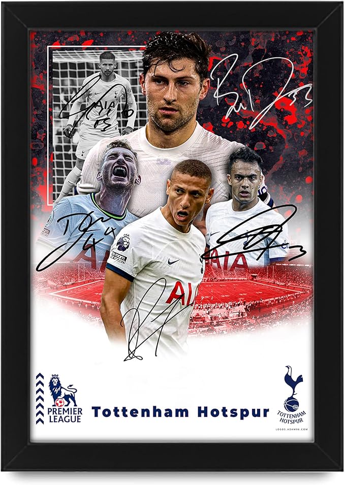 Tottenham Hotspur Football Club 2024-25 Stars Merchandise Signed Poster Print- Limited Edition Autograph Football Fan Gift – Collectible Memorabilia, Spurs FC Signed