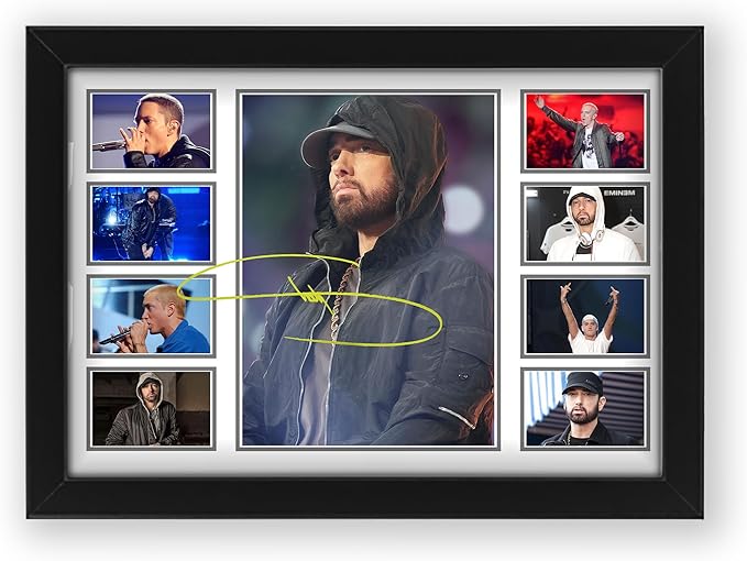 Eminem Autograph Poster Print - Limited Edition Collage Of The Music Legend - Signed Collector Merchandise For Fans And Rap Music Lovers