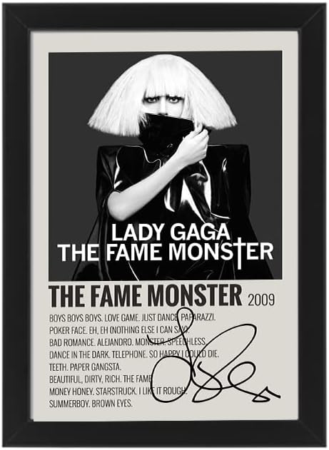 Lady Gaga The Fame Monster Album Cover Signed Poster - Autographed Print Display, Fan Merchandise Gift