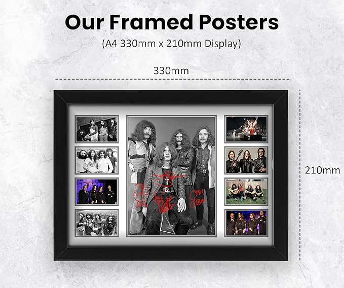 AllStarMedia Black Sabbath Autographed Collage Poster Print - Limited Edition Signed Gift