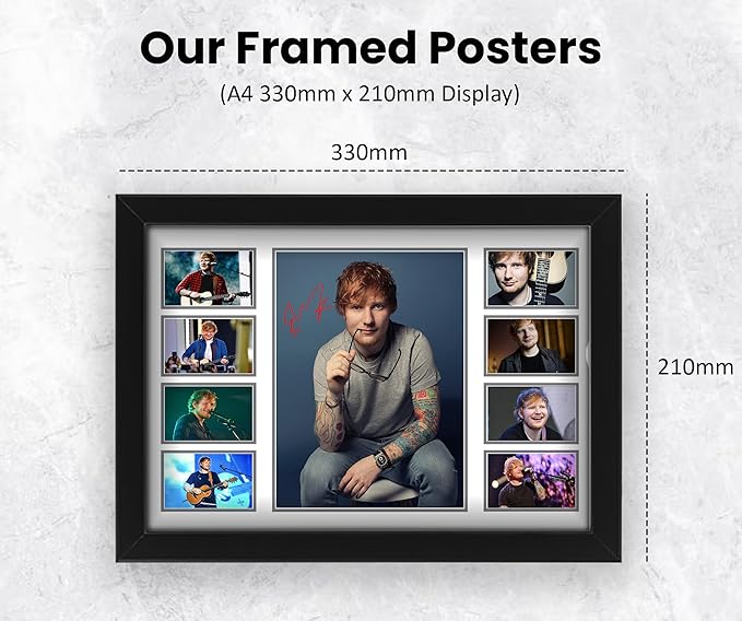Ed Sheeran Autographed Collage Poster Print - Limited Edition Music Memorabilia and Wall Decor, Music Merchandise, Unique Gifts for Home, Office, and Studio