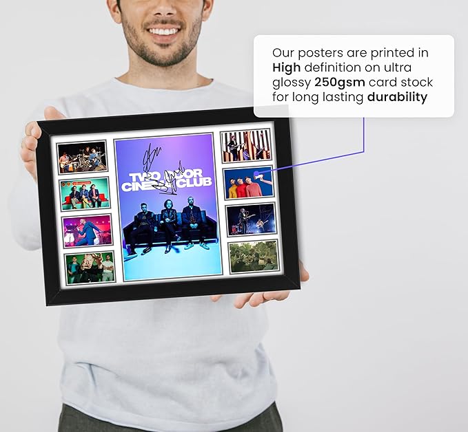 Two Door Cinema Club Autographed Poster – Limited Edition Signed Print – Exclusive Indie Rock Collectible for Fans – Premium Music Memorabilia Gift