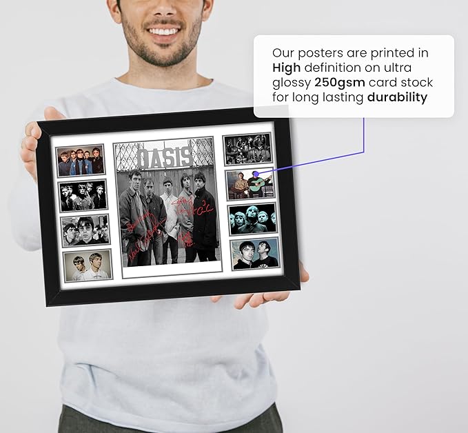 AllStarMedia Oasis Autographed Collage Poster Print - Limited Edition Signed Liam And Noel Gallagher Artwork