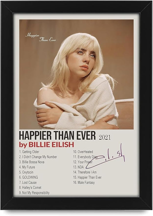 Billie Eilish - Happier Than Ever Signed Poster Print- Limited Edition Autograph Fan Gift – Collectible Memorabilia Merchandise