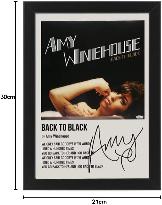 Amy Winehouse Back To Black Album Cover Signed Poster - Autographed Print Display, Fan Merchandise Gift