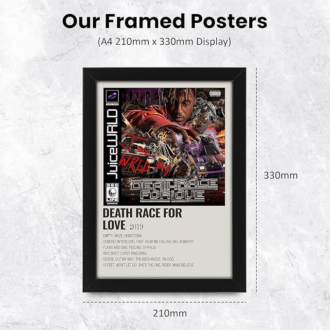 AllStarMedia A Death Race for Love by Juice WRLD Music Poster with Printed Autographs