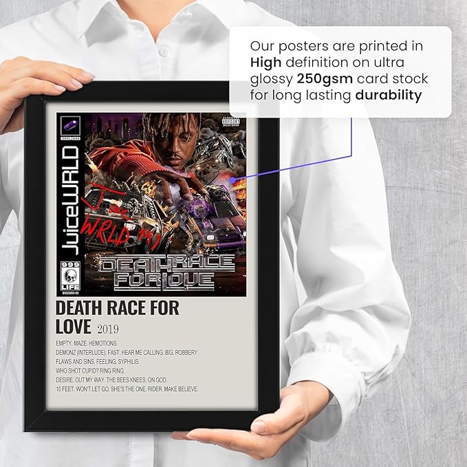 AllStarMedia A Death Race for Love by Juice WRLD Music Poster with Printed Autographs